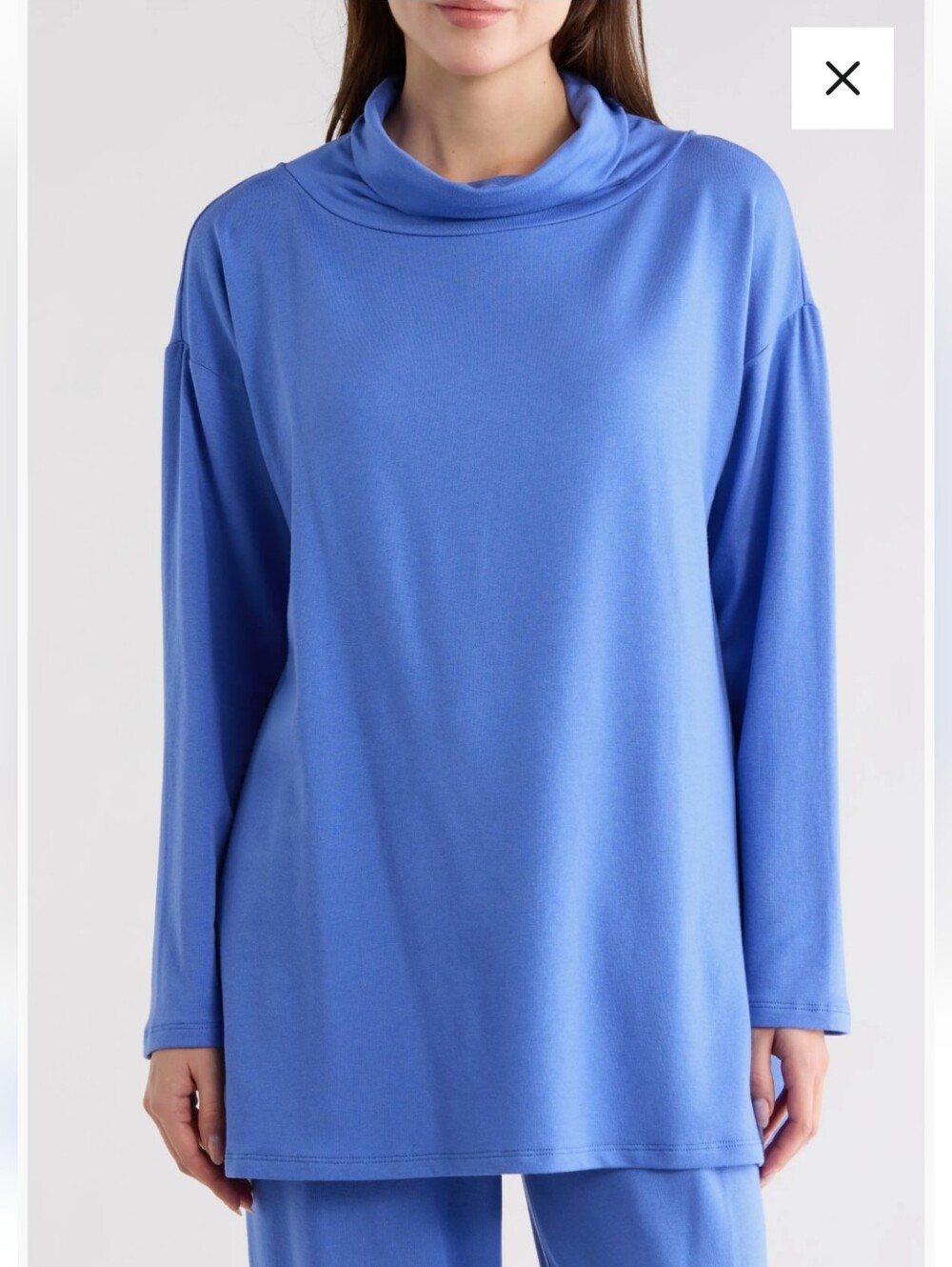 Eileen Fisher NWT Relaxed Funnel Neck Tunic Sweater in Blue Star Size XL